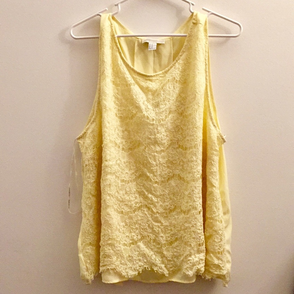 Yellow lace open back top